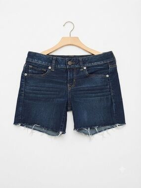 American Eagle Stretch Denim Cutoff Shorts Size 8 Medium Wash Raw Hem